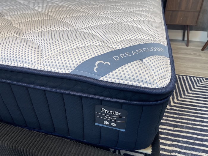 A close-up of the DreamCloud Premier Hybrid's tag.