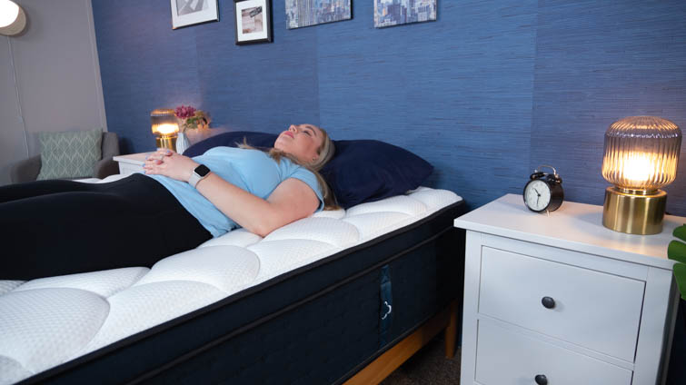 Back sleeping on the DreamCloud Premier.