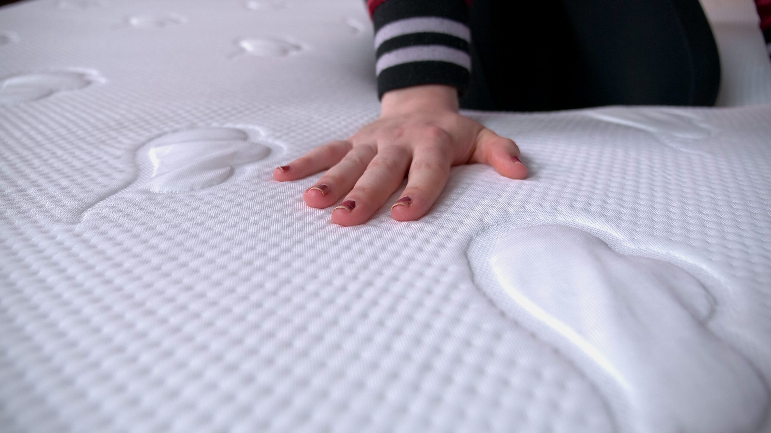 Nichole feeling the cloud cover on the Puffy Cloud