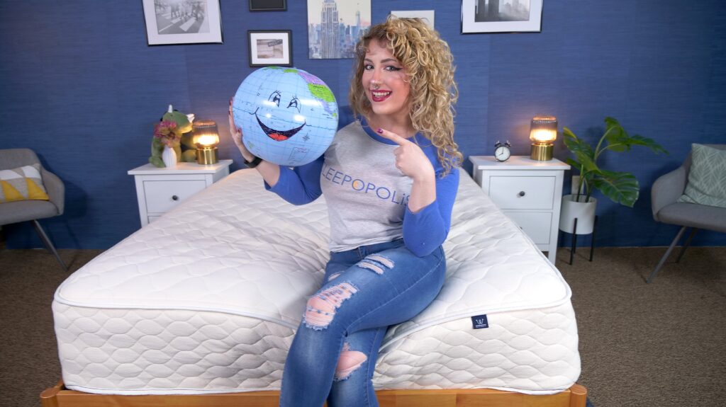 Nichole testing the WinkBeds EcoCloud Hybrid Mattress