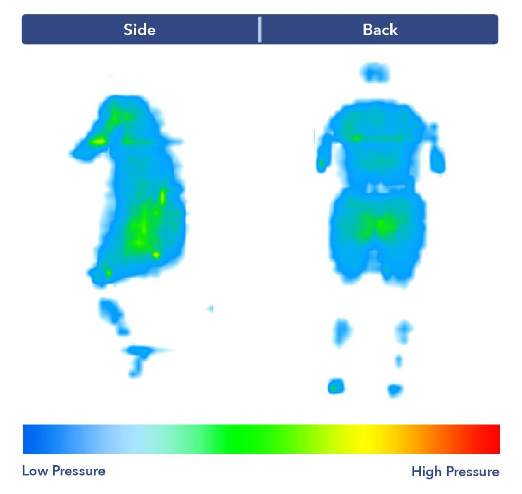 The pressure map results for the Purple Restore Plus.