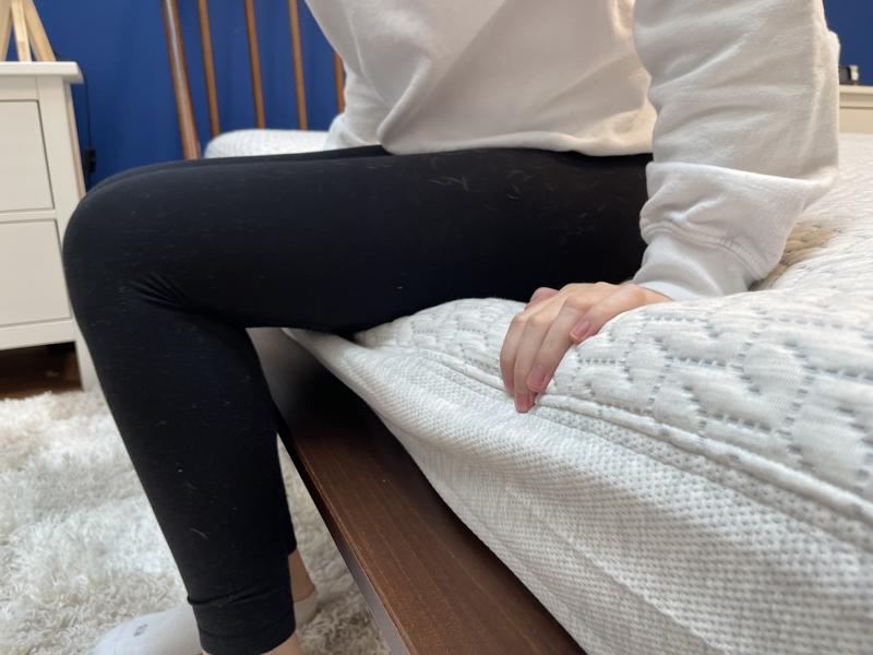 Seated edge support test on the Tuft & Needle Mattress