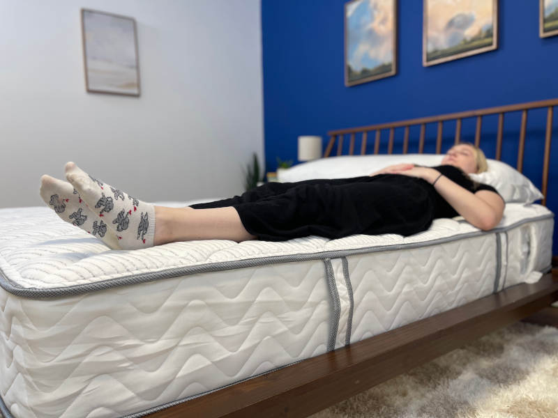 Tester lying on their back on the DLX Classic